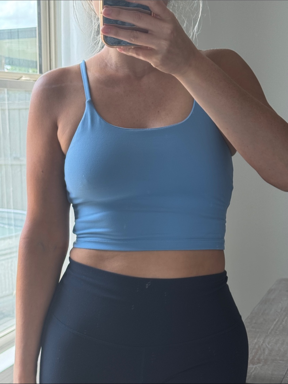 Light Blue Spaghetti Strap Crop Tank - Picture 3 of 11